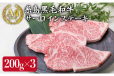 A4ランク 糸島 黒毛和牛 サーロインステーキ 200g × 3枚 《糸島》【糸島ミートデリ工房】 [ACA059]