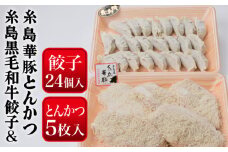 糸島 華豚 ロース 衣付き カツ 5枚 ギョーザ 24個 セット 《糸島》 【糸島ミートデリ工房】 [ACA070]