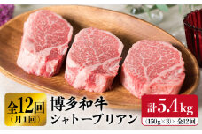 【厚切シャトーブリアン】 【全12回定期便】 150g × 3 枚 博多 和牛 厚切り シャトーブリアン （月1回） 計5.4kg 【糸島ミートデリ工房】  [ACA115] ランキング 上位 人気 おすすめ