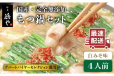 国産 ・ 完全 無添加 もつ鍋 セット×2 ( 約 4人前 ) 白みそ味 糸島市 / 博多 浜や [AFF002]