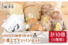 栽培期間 農薬 科学肥料 不使用 小麦 と ブラン の パン セット & UNIDOS 珈琲 5杯分 ( 卵 / 乳製品 不使用 )《糸島》【天然パン工房楽楽】 【いとしまごころ】[AVC021]
