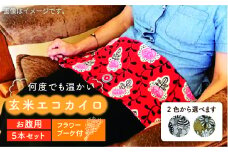玄米 エコ カイロ （ お腹用 ） 5本 Set  セピア フラワー 《糸島》【八十島 幸房】 [AOJ003]