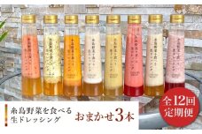 【 全12回 定期便 】 糸島 野菜 を 食べる 生 ドレッシング お任せ 3本 セット 《糸島》【糸島正キ】 [AQA013]
