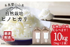 ＼令和6年産／【玄米】自然栽培ヒノヒカリ10kg《糸島》【大石ファーム】 [ATE002-2]