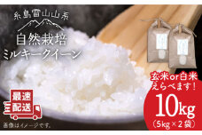 【白米】令和6年産 糸島産 ミルキークイーン 10kg 自然栽培 ≪糸島≫【大石ファーム】 [ATE015-1]