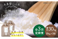 【玄米】【全3回定期便】糸島産 ミルキークイーン 10kg 自然栽培 ≪糸島≫【大石ファーム】 [ATE029-1]