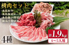 牛肉 豚肉 鶏肉 日常使いの精肉セット 1,930g 4～5人前 4種《糸島》【糸島ミートデリ工房】 [ACA196]