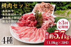 【全3回定期便】牛肉 豚肉 鶏肉 日常使いの精肉セット 1,930g 4～5人前 4種《糸島》【糸島ミートデリ工房】 [ACA197]