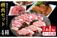 【使いやすい豚肉＆牛肉セット】毎日のメインのおかずを彩る 精肉 セット 4種 ( 約1kgg ) 2～3人前 4種 糸島市 / 糸島ミートデリ工房 [ACA200]