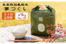 【全3回定期便】とくべつの中のとくべつ 糸島 特別栽培米 3kg （ 夢つくし ）《糸島》【itoshimacco / 株式会社やました】 [ARJ023]