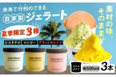 【夏季限定】行列のできるアイスクリーム屋 ジェラートボトル 3個 セット  （ピスタチオ / マンゴー / ブラッドオレンジ） ジェラート アイスクリーム アイス シャーベット 食べ比べ  スイーツ ご褒美 糸島 / LoiterMarket ロイターマーケット [AGD008]