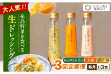 【全3回定期便】糸島 野菜 を食べる 生 ドレッシング 3種類 3本 セット （ 人参 / ルッコラレモン / 玉ねぎ ）  《糸島》【糸島正キ】 [AQA020]