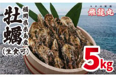 福吉の牡蠣 殻付き 生食可 5kg (簡易 ナイフ 付き) 福岡県 糸島産 糸島 / かきの阿部 飛龍丸 [AZB003] 牡蠣 生カキ