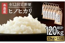 【全12回定期便】糸島産 ヒノヒカリ 10kg×12回　糸島市 / 糸島王丸農園 ( 谷口汰一 )【いとしまごころ】 [AAZ017]