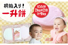 【桐箱入り！贈答用も可能！】一升餅 2kg×2個（紅白）  糸島市 / 味工房 甘吉 [AMK001]