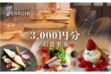 フレンチ レストラン【テロワール】ランチ・ディナー 共通 お食事券 3,000円分 糸島市 / テロワール チケット 体験 [AMM003]