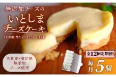 【全12回定期便】無添加チーズのいとしまチーズケーキ【5個入り】糸島市 /  糸島手作り工房 爽風 [ATA007]