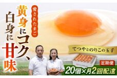 《月2回 × 20個 1ヶ月コース》 【7日・21日ごろ出荷】てつやとのりこの玉子  全2回定期便 糸島市 / 板垣ファーム  卵 たまご 玉子 鶏卵 卵かけご飯 便利 定期便 定期購入  [AWD011-1]