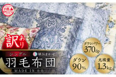 【青系】【訳あり】【 糸島 羽毛 ふとん 】羽毛 布団 柄おまかせ ダウン90％【シングル】糸島市 / 株式会社三樹  [AYM006-2] 本掛け 羽毛布団 冬用