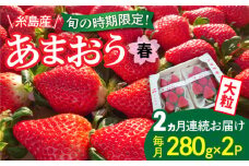 【全2回定期便】【農家直送！】糸島産 春 あまおう 280g × 2パック (DXまたはGサイズ) 【先行予約受付中・2024年2月上旬より順次発送】糸島市 / 後藤農園 いちご 福岡 [AML008]