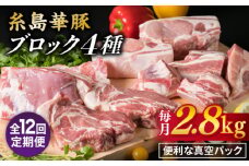 【全12回定期便】【 盛り合わせ 】 糸島華豚 ブロック肉4品盛合せセット 約2.8kg 糸島市 / 糸島ミートデリ工房 [ACA280]