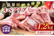 【全12回定期便】【 バーベキュー / 煮込み用 】 約1.2kg 糸島華豚 スペアリブ 糸島市 / 糸島ミートデリ工房 [ACA331]