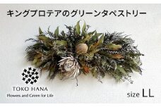 キングプロテアのグリーンタペストリー（LLサイズ） 糸島市 / tokohana ドライフラワー アレンジ [AOC044]