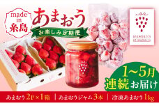 【先行受付】【全5回定期便】糸島産あまおうお楽しみ定期便 あまおう2パック×2回 / あまおうジャム3本 / 冷凍あまおう1kg 【2026年1月より順次発送】糸島市　/ slowberry strawberry [APJ008]