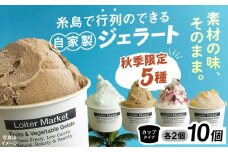 【秋季限定】ジェラートカップ 10個セット 5種類×各2個 (八女ほうじ茶/塩/カフェオレ/ブルーベリーヨーグルト/和栗) 糸島市 / Loiter Market lABO ロイターマーケット [AGD037]
