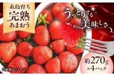 【先行予約】福岡県 糸島市産 完熟 あまおう いちご （約270g×4パック） 【2026年4月以降順次発送】 糸島市 / mhshops / 苺 イチゴ [AKQ002]
