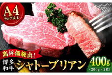 【9月～寄付額変更！】【博多和牛 A4ランク 以上】シャトーブリアン ステーキ 400g（200g×2）＜肉のくまもと屋＞那珂川市 シャトーブリアン ステーキ 黒毛和牛 赤身 厳選 ヒレ 和牛 牛肉 ステーキ 焼肉 シャトーブリアン 赤身肉 和牛 ひれ 国産 しゃとーぶりあん 肉 博多和牛 しゃとーぶりあん バーベキュー 人気 高評価 黒毛 極上 高級 希少 博多和牛 福岡 九州 [GBI011]