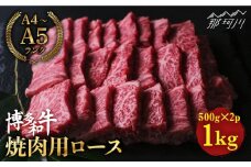 博多和牛 牛肉 焼肉 ロース 1kg（500g×2）＜肉のくまもと屋＞那珂川市 焼き肉用 ロース 黒毛和牛 赤身 [GBI025]