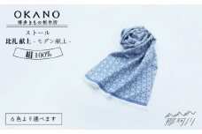 【ブルー】【博多織・絹100％】ストール　比礼 献上 モダン献上