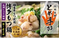 【全12回定期便】九州名物 とめ手羽 博多 もつ鍋セット 九州しょうゆ味 5-6人前＜株式会社フェリックス＞那珂川市 鍋 もつ鍋 博多もつ鍋 [GCE016]