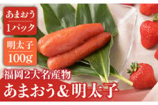 【12月上旬より発送】先行予約！福岡産 いちご あまおう＆ ふくや 味の明太子【小】＜南国フルーツ株式会社＞那珂川市 辛子明太子 明太子 卵 魚介類 苺 フルーツ 果物 [GCD001]