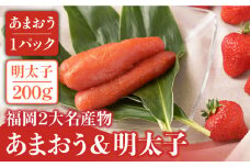 【12月上旬より発送】先行予約！福岡産 いちご あまおう＆ ふくや 味の明太子【中】＜南国フルーツ株式会社＞那珂川市 辛子明太子 明太子 卵 魚介類 苺 フルーツ 果物 [GCD002]