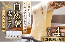 【全12回定期便】那珂川市産 自然薯 自然薯 麦とろ セット（4人前）＜自然薯王国＞那珂川市 自然薯とろろ とろろ 自然薯 [GAH011]