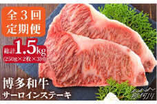 【全3回定期便】【溢れる肉汁と濃厚な旨味】博多和牛サーロインステーキセット 500g（250g×2枚）＜株式会社MEAT PLUS＞那珂川市 ステーキ サーロイン 牛肉 肉 黒毛和牛 国産[GBW016]