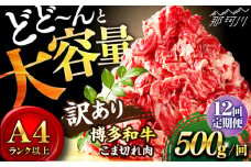 【全12回定期便】【和牛の旨味を堪能！】博多和牛切り落とし500g＜株式会社MEAT PLUS＞那珂川市 切り落とし 切落し 牛肉 肉 黒毛和牛 国産[GBW030]