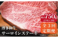 【全3回定期便】【A4ランク以上！】博多和牛サーロインステーキ250g×1枚＜株式会社MEAT PLUS＞那珂川市 すき焼き しゃぶしゃぶ 牛肉 肉 黒毛和牛 国産[GBW031]