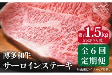 【全6回定期便】【A4ランク以上！】博多和牛 サーロインステーキ250g×1枚＜株式会社MEAT PLUS＞那珂川市 すき焼き しゃぶしゃぶ 牛肉 肉 黒毛和牛 国産[GBW032]