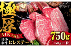 【希少部位！】博多和牛 ヒレ ステーキ 150g×5枚 （計750g） ＜肉のくまもと屋＞ 那珂川市 ステーキ 肉 黒毛和牛 赤身 ステーキ肉 フィレ ヒレ ヒレ肉 [GBI049]