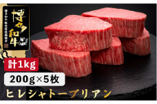 ヒレ シャトーブリアン【ダイヤモンドカットで希少部位を堪能！】博多和牛 ヒレ シャトーブリアン 200g×5枚＜久田精肉店＞那珂川市  肉 牛肉 和牛 国産和牛 国産 ステーキ肉 ステーキ シャトーブリアン ヒレ ヘレ [GDE028]
