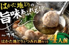 那珂川清滝名物　はかた地どりのつみれ鍋セット（4人前）＜源泉野天風呂 那珂川清滝＞那珂川市 鍋 つみれ鍋 博多つみれ鍋 清滝 温泉 日帰り温泉 [GAS001]