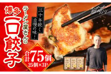 冷凍 博多一口餃子 25個入り×3パック＜麺専科げんき＞那珂川市 餃子 博多 冷凍 ぎょうざ 一口餃子 ひとくち餃子 博多餃子 [GEG001]