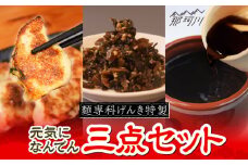 元気になんでん3点セット（博多一口餃子・辛子高菜・元気なんでんダレ）＜麺専科げんき＞那珂川市 餃子 博多 冷凍 ぎょうざ 一口餃子 ひとくち餃子 博多餃子 高菜 辛子高菜 タレ 調味料 [GEG007]