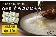 【全12回定期便】自然薯茎わさびとろろ 40g×4個＜自然薯王国＞那珂川市 自然薯とろろ とろろ 自然薯 [GAH026]