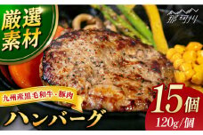 【満足度高！！！】九州産黒毛和牛と九州産豚肉 ハンバーグ 15個セット＜なかがわ市場 うしじま＞那珂川市 ハンバーグ 豚肉 牛肉 合い挽き [GAR010]