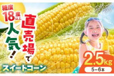 【5月末より発送】朝採れ スイートコーン 約2.5kg（5~6本入り）とうもろこし ＜ちくし農園＞那珂川市 期間限定 とうもろこし トウモロコシ スイートコーン コーン もろこし 人気  糖度 野菜 産地直送  お取り寄せ 朝採り [GDU002]