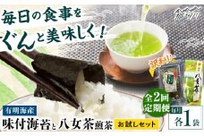 【全2回定期便】わけあり味付海苔20gと八女茶煎茶セット100g ＜木村食品＞ 那珂川市 [GFW074]